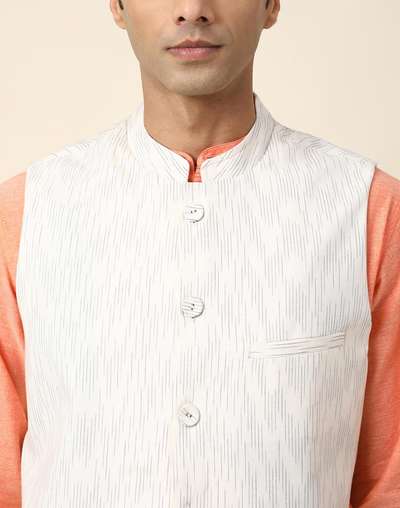 Offwhite Cotton Woven Slim Fit Vest Jacket Offwhite Cotton Woven Slim Fit Vest Jacket
