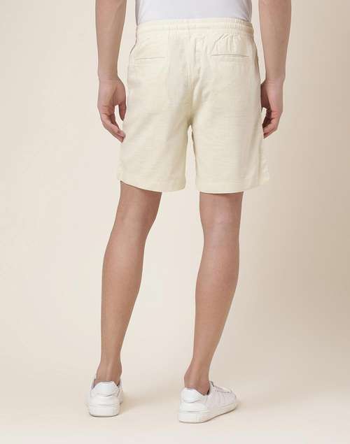 Natural Cotton Knee Length Drawstring Shorts Natural Cotton Knee Length Drawstring Shorts
