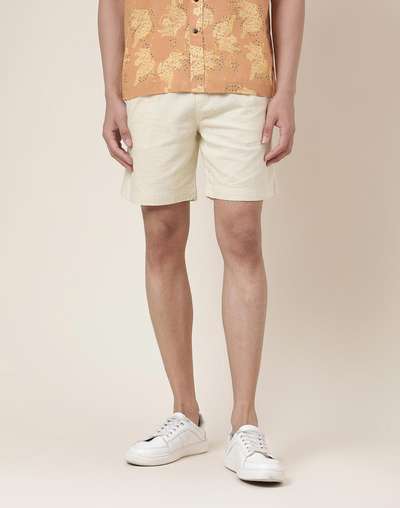 Natural Cotton Knee Length Drawstring Shorts Natural Cotton Knee Length Drawstring Shorts