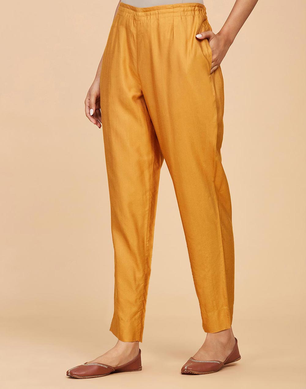 Buy Yellow Ankle Pant Cotton Silk for Best Price, Reviews, Free Shipping
