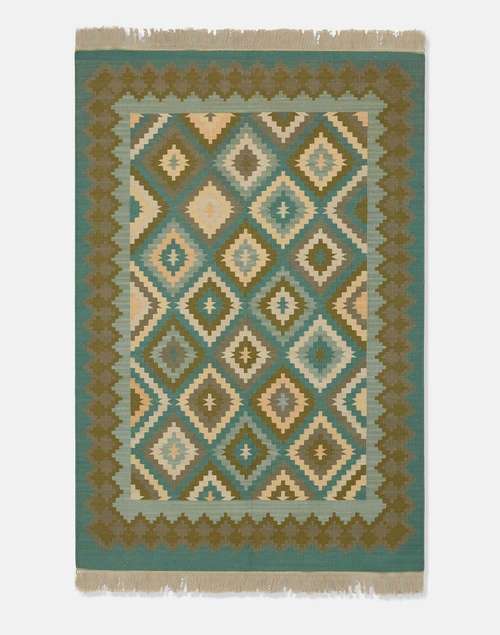 Green Cotton Woven Dhurrie Green Cotton Woven Dhurrie