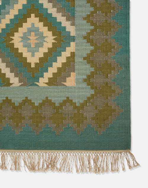 Green Cotton Woven Dhurrie Green Cotton Woven Dhurrie