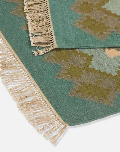 Green Cotton Woven Dhurrie Green Cotton Woven Dhurrie