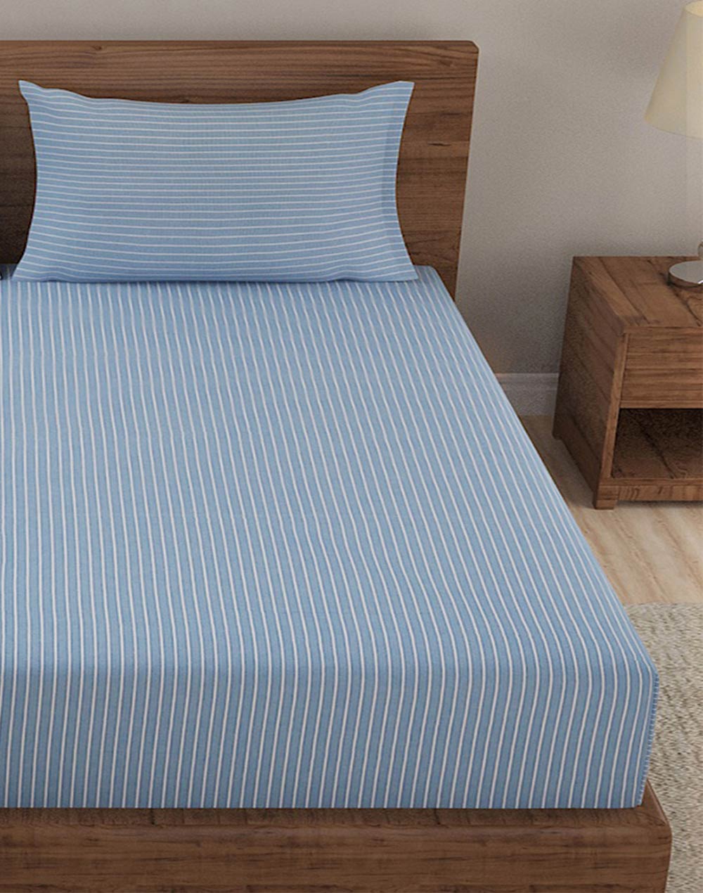 Blue Nile Cotton Double Bed Sheet Set With 2 Pillow Covers