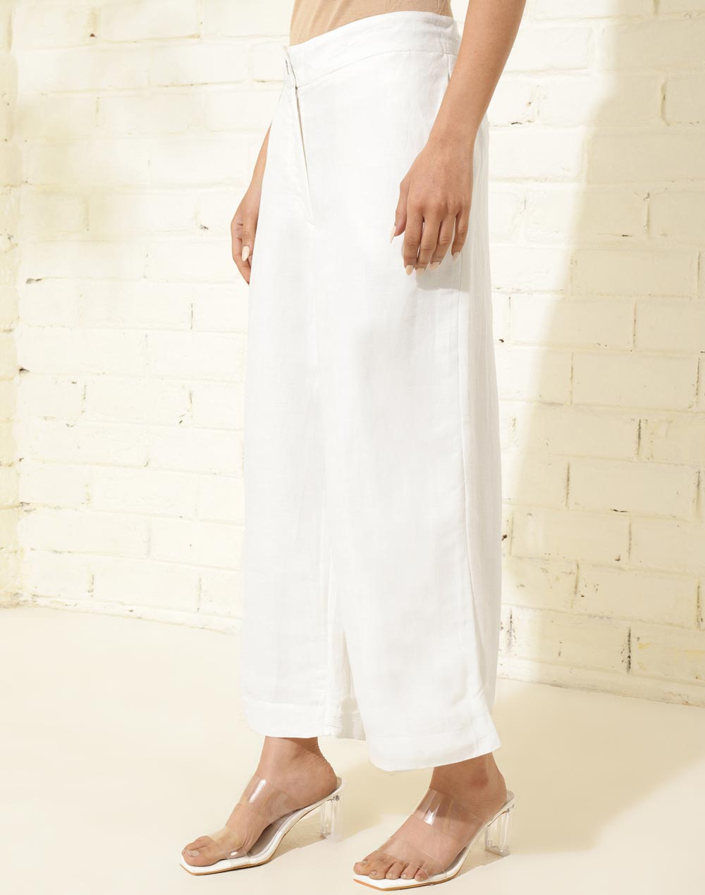 Women Cotton Silk Pant Golden Narrow Bottom Casual Ethnic Regular Trousers
