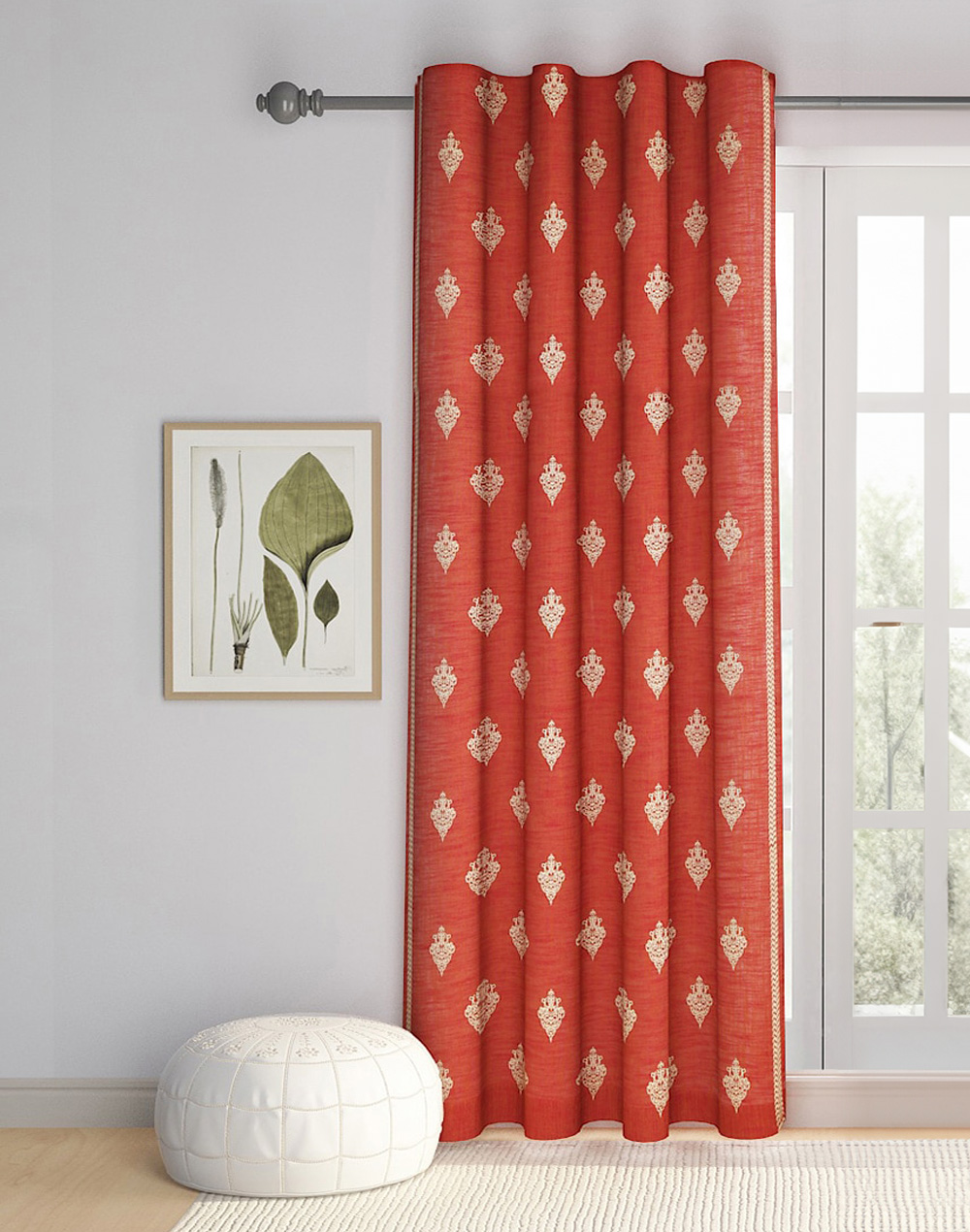 Orange Sahir Cotton Semi Sheer Curtain | 1Pc Orange Sahir Cotton Semi Sheer Curtain | 1Pc