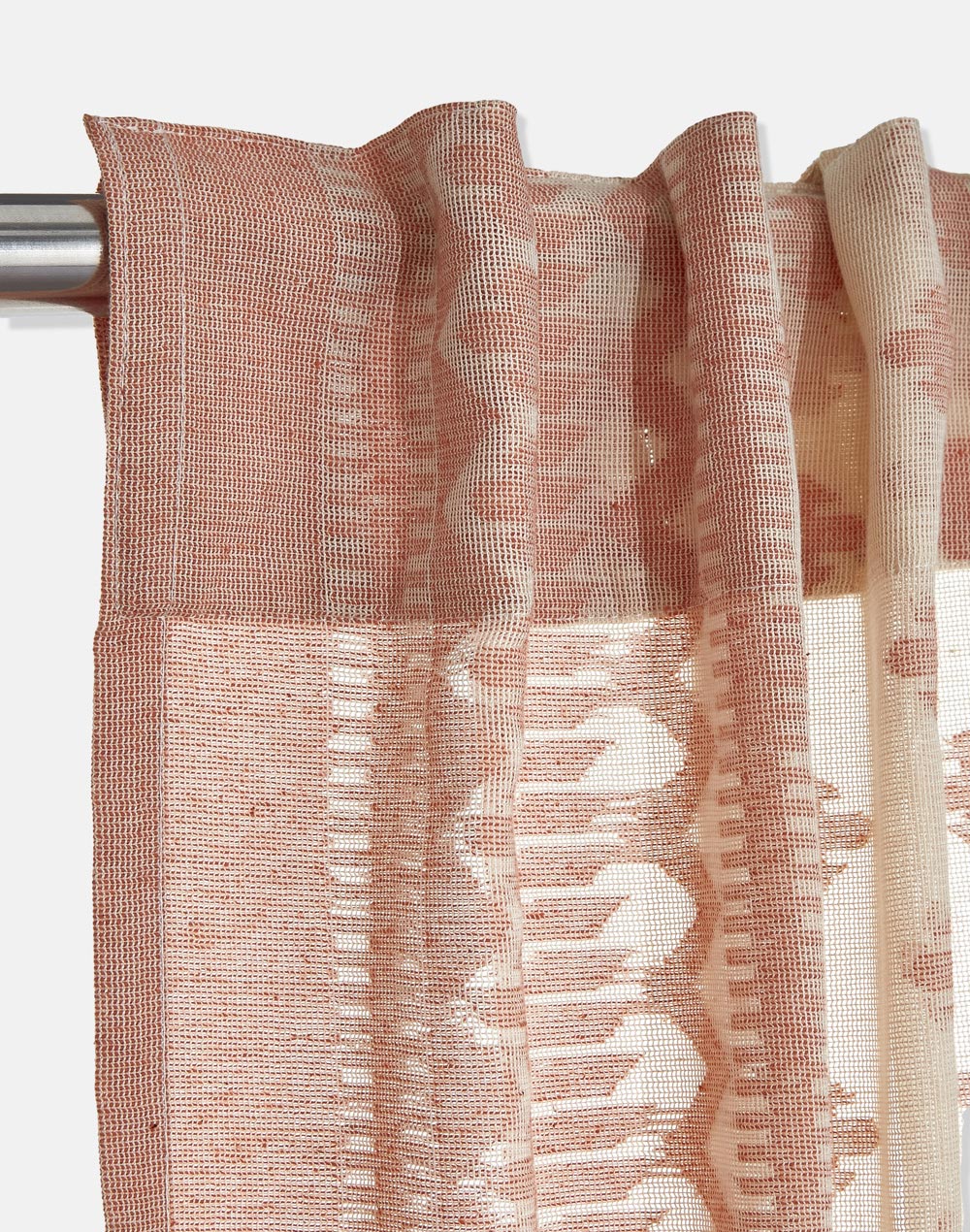 Orange Urmi Cotton Blend Semi Sheer Curtain 7 Feet | 1pc