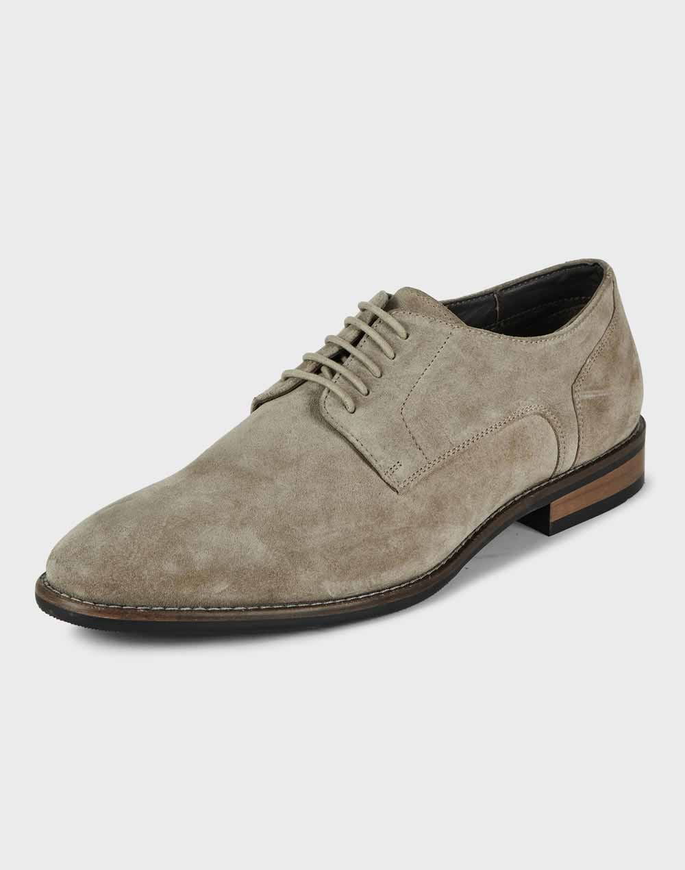 Beige Suede Leather Derby Shoes Beige Suede Leather Derby Shoes