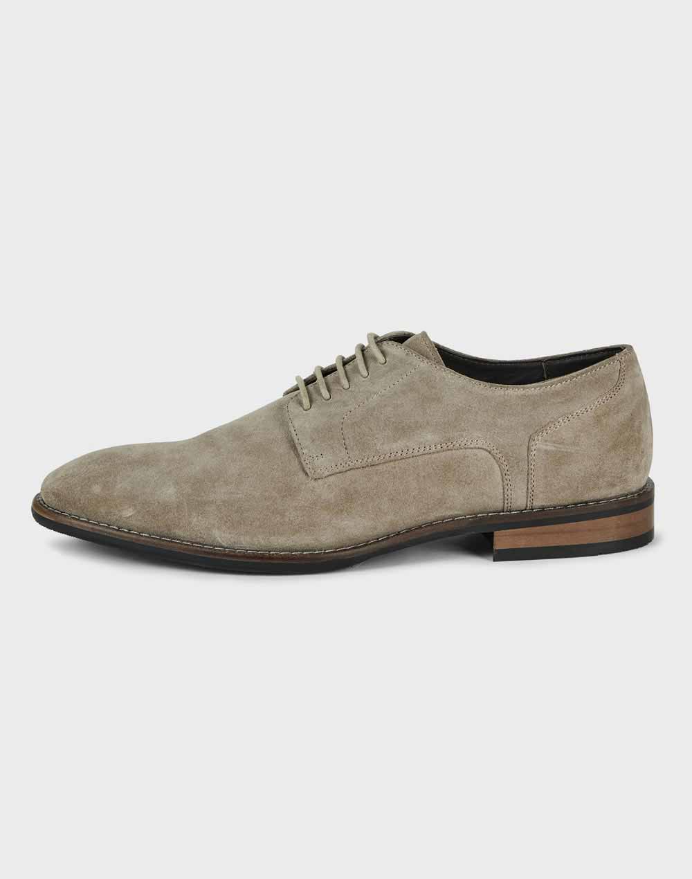 Beige Suede Leather Derby Shoes Beige Suede Leather Derby Shoes