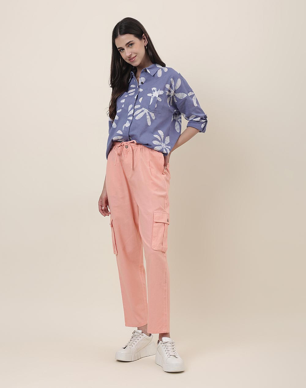 FabNu Purple Cotton Linen Batik Shirt FabNu Purple Cotton Linen Batik Shirt