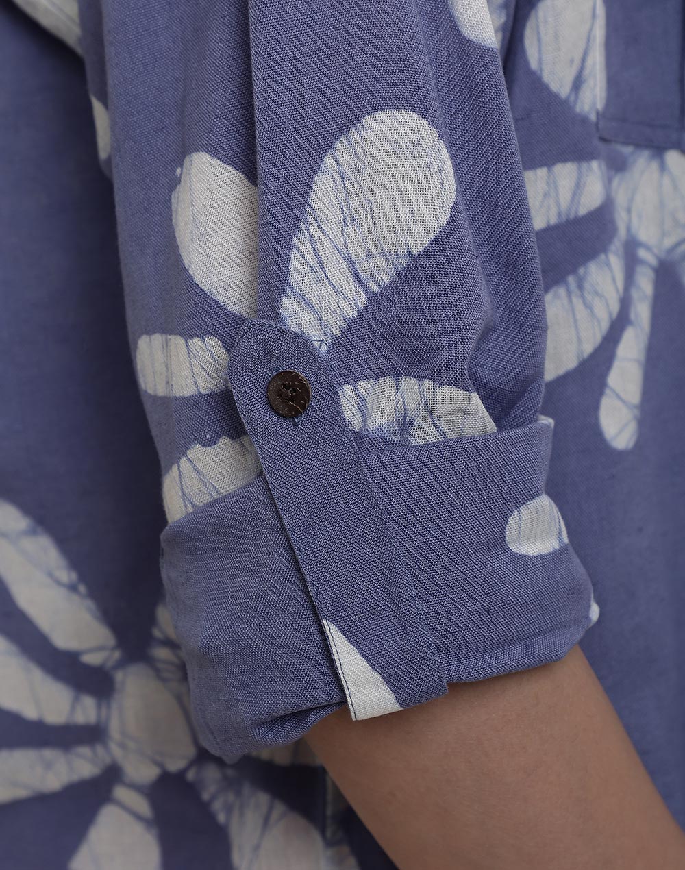 FabNu Purple Cotton Linen Batik Shirt FabNu Purple Cotton Linen Batik Shirt