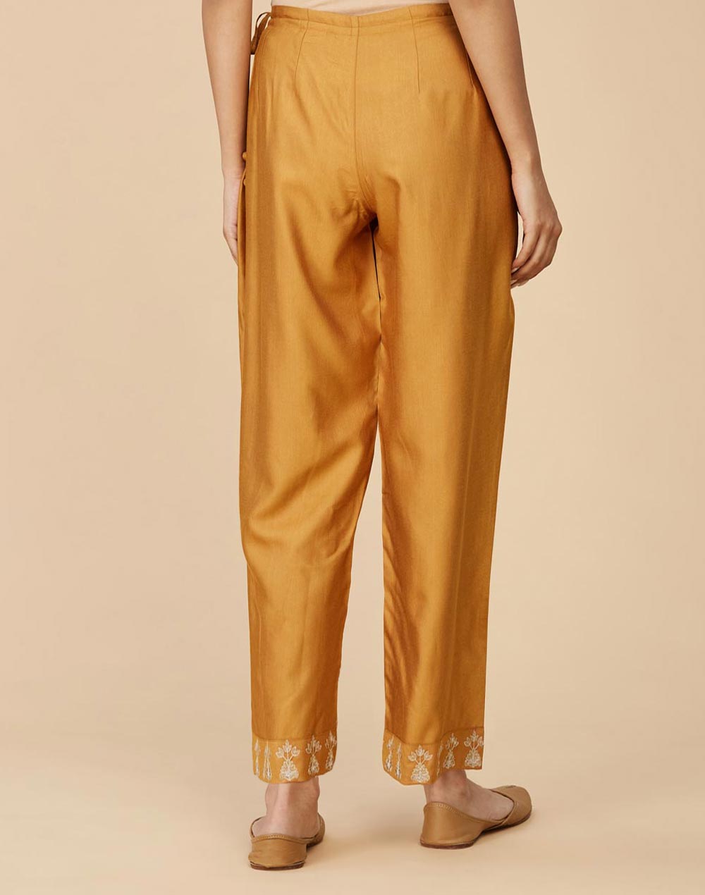 Buy Mustard Viscose Silk Ankle Length Ijar Pant for Women Online at  Fabindia