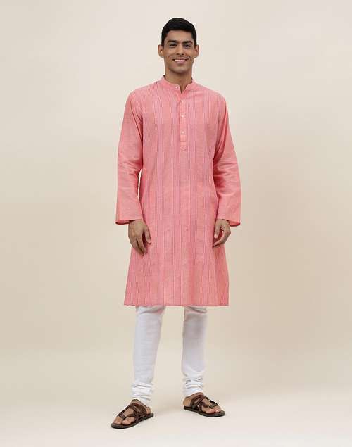 Pink Cotton Woven Long Kurta Pink Cotton Woven Long Kurta