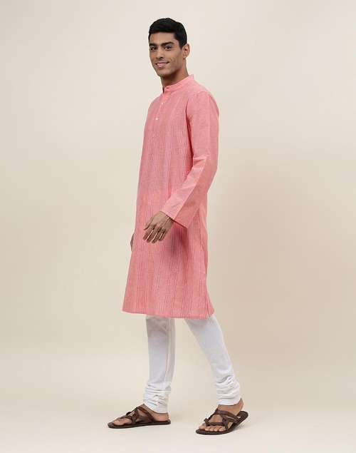 Pink Cotton Woven Long Kurta Pink Cotton Woven Long Kurta