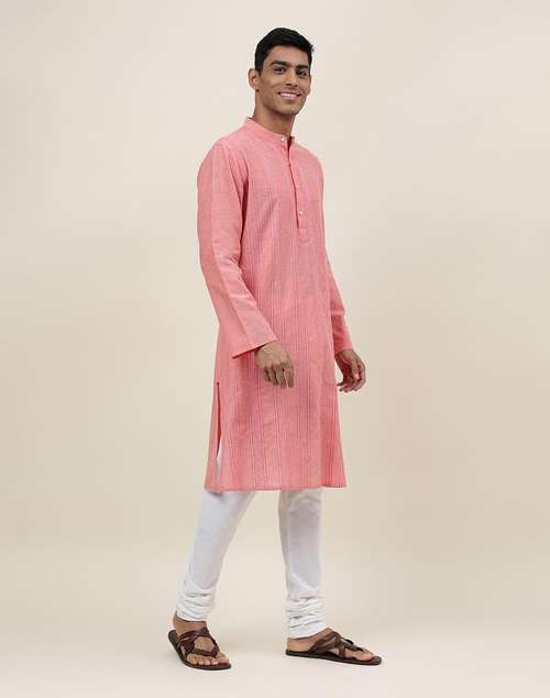 Pink Cotton Woven Long Kurta Pink Cotton Woven Long Kurta
