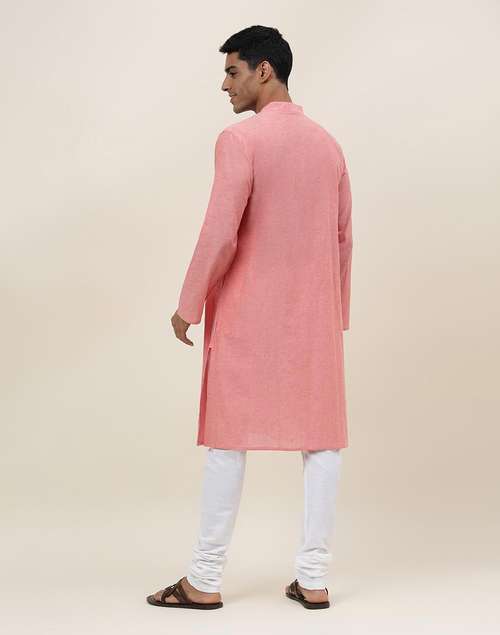 Pink Cotton Woven Long Kurta Pink Cotton Woven Long Kurta