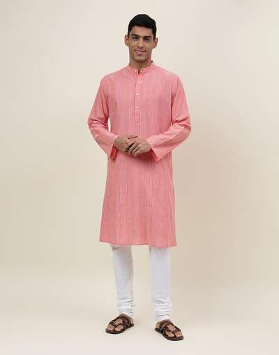 Pink Cotton Woven Long Kurta Pink Cotton Woven Long Kurta