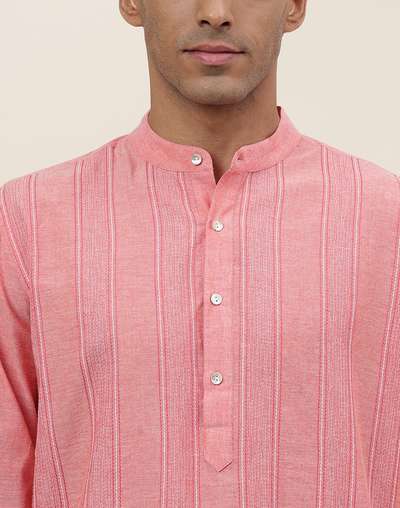 Pink Cotton Woven Long Kurta Pink Cotton Woven Long Kurta