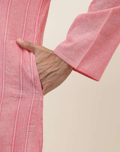 Pink Cotton Woven Long Kurta Pink Cotton Woven Long Kurta