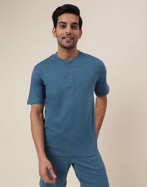 Blue Organic Cotton Knit Tee Blue Organic Cotton Knit Tee