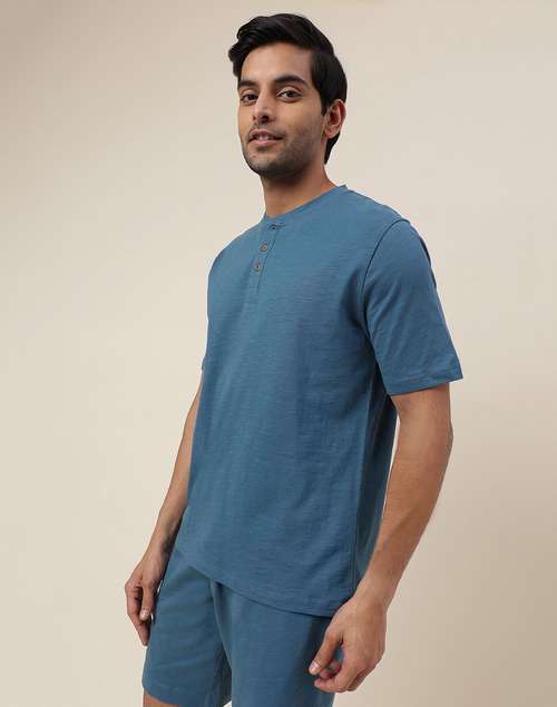 Blue Organic Cotton Knit Tee Blue Organic Cotton Knit Tee