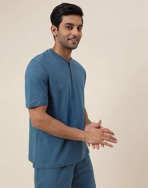 Blue Organic Cotton Knit Tee Blue Organic Cotton Knit Tee