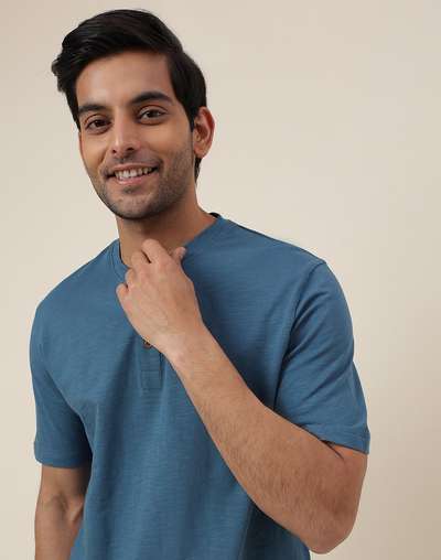 Blue Organic Cotton Knit Tee Blue Organic Cotton Knit Tee