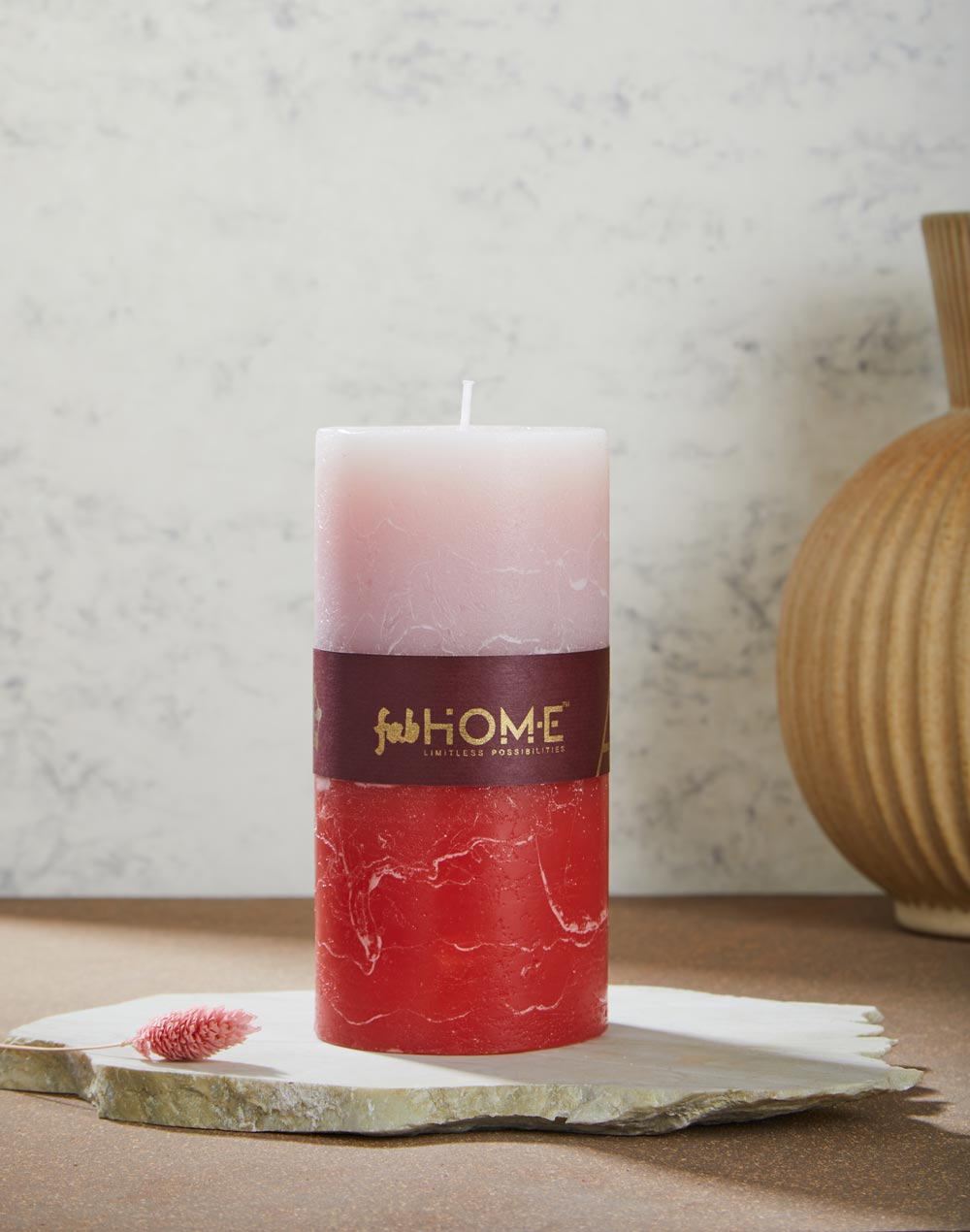 Red Sea Salt Floral Wax Pillar Candle | 3 x 6 Inch