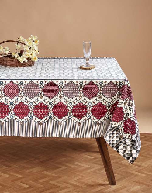 Multi Naquash Cotton Hand Block Printed Table Cover 6 Seater Multi Naquash Cotton Hand Block Printed Table Cover 6 Seater