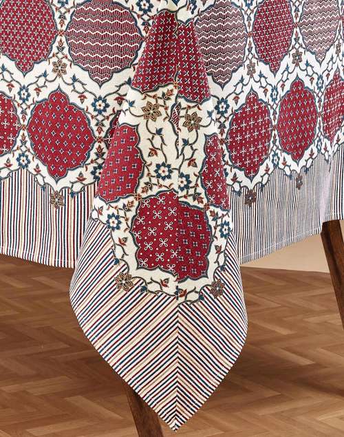 Multi Naquash Cotton Hand Block Printed Table Cover 6 Seater Multi Naquash Cotton Hand Block Printed Table Cover 6 Seater