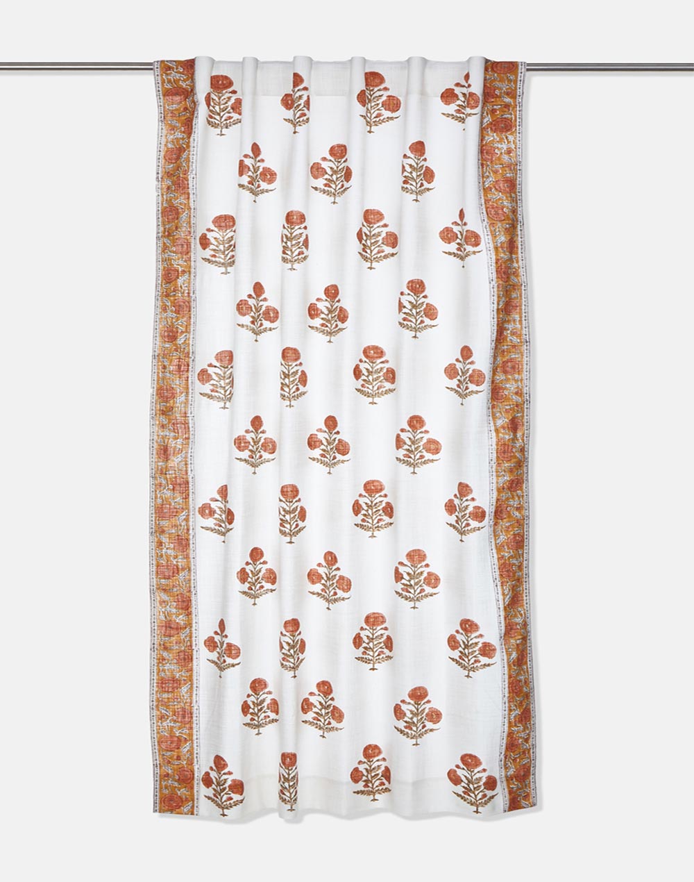 Mustard Jamil Cotton Hand Block Printed Semi Sheer Curtain 7 Feet | 1pc Mustard Jamil Cotton Hand Block Printed Semi Sheer Curtain 7 Feet | 1pc