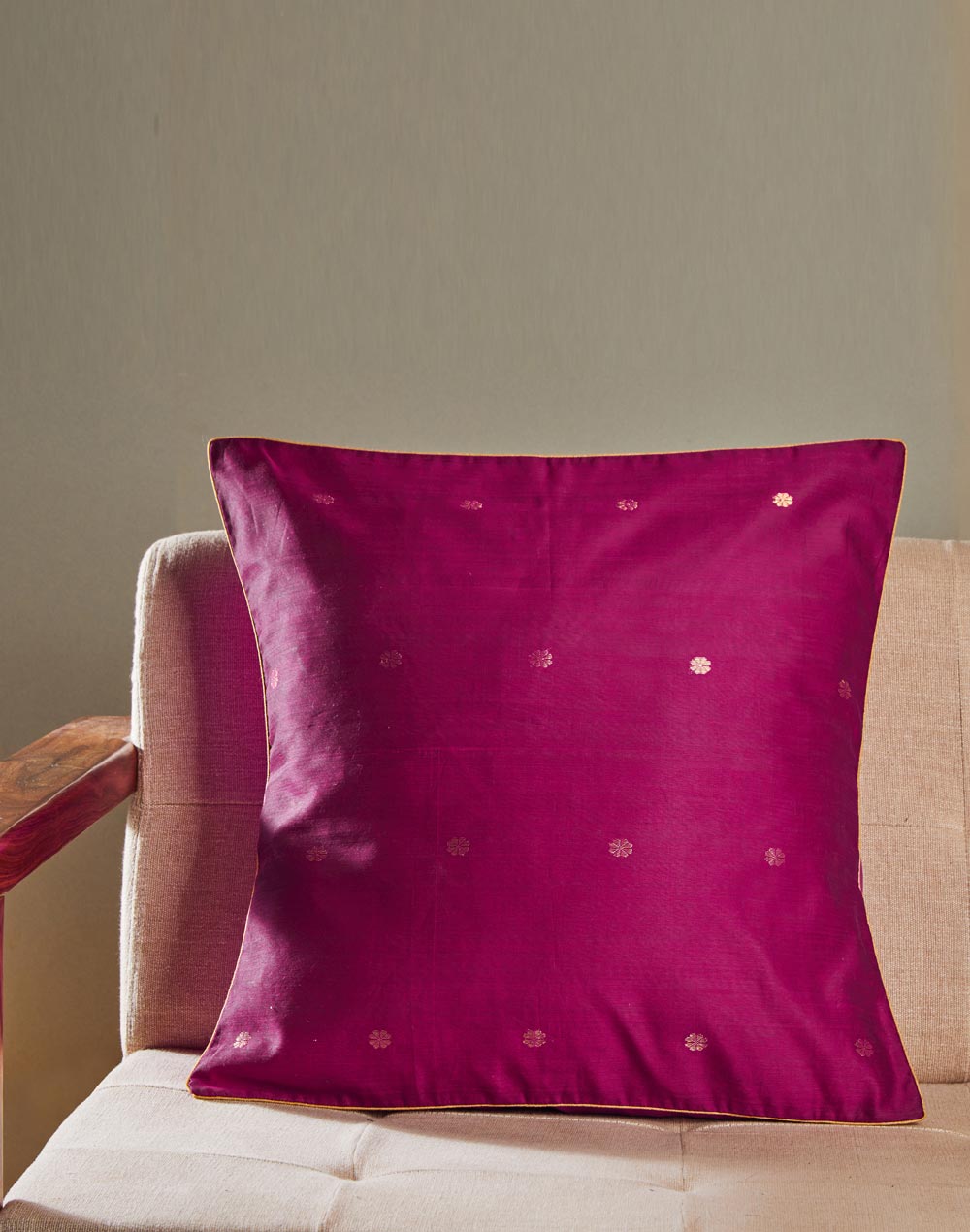 Pink Deeva Chanderi Cushion Cover