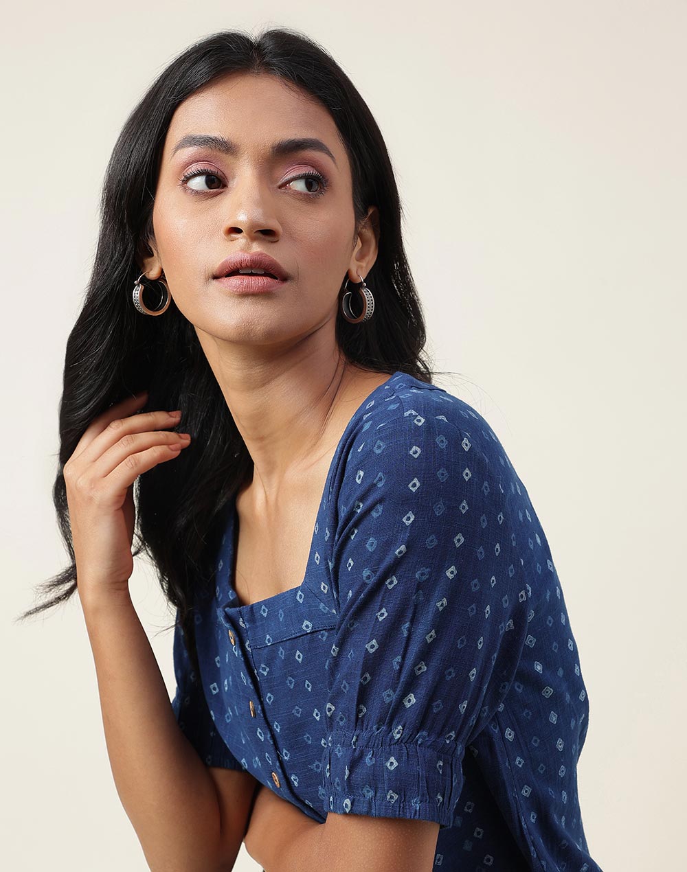 Buy Indigo Cotton Printed Short Top for Women Online at Fabindia