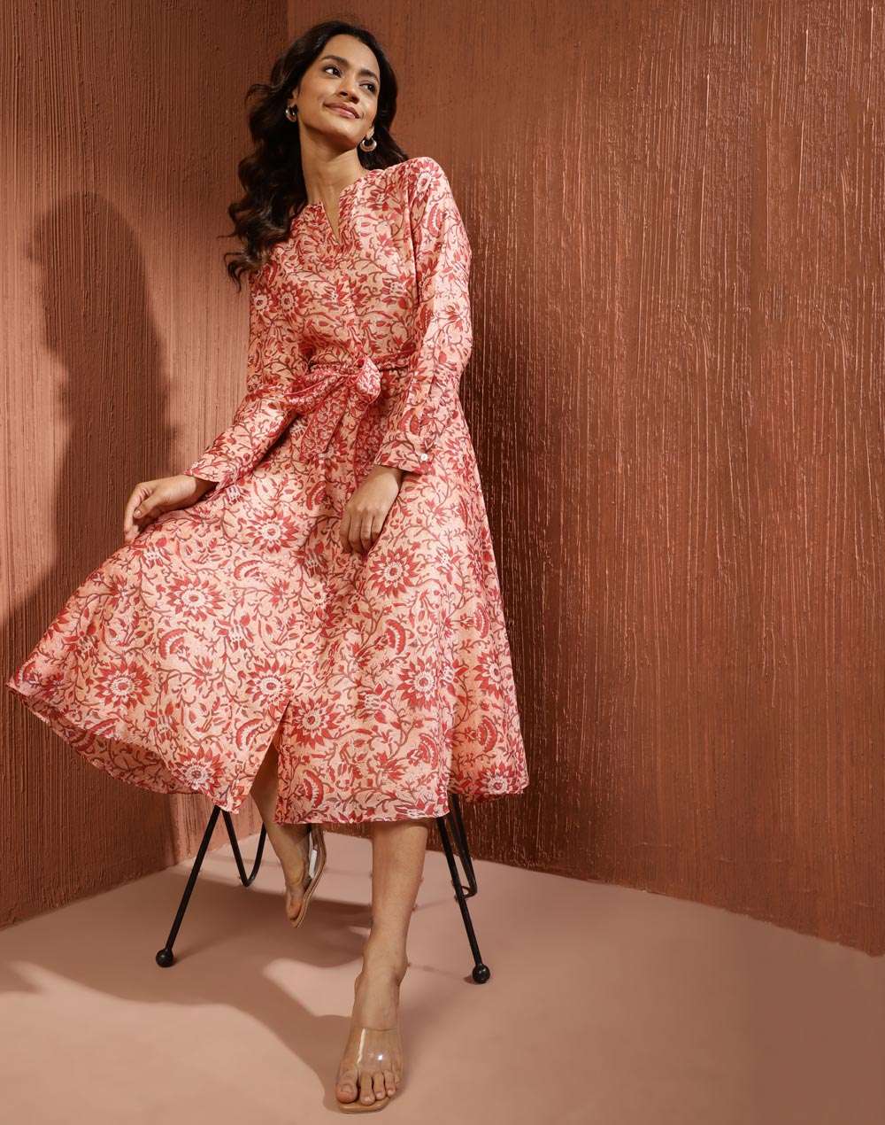 Tata Cliq Pink Knitted Midi Dress Fabindia Silk Cotton Long Dress