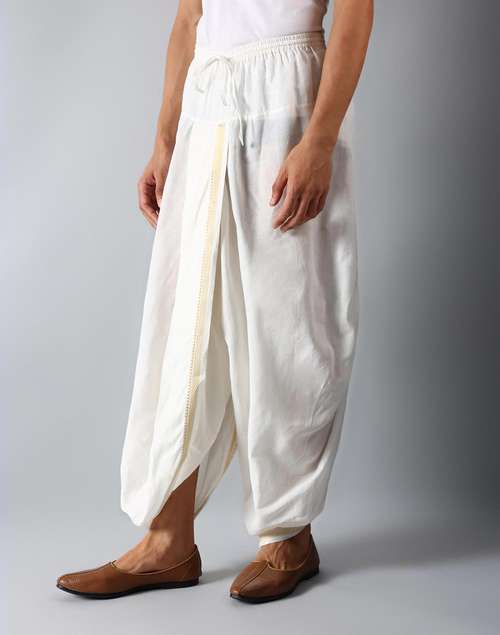 Natural Cotton Blend Woven Dhoti Natural Cotton Blend Woven Dhoti
