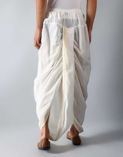 Natural Cotton Blend Woven Dhoti Natural Cotton Blend Woven Dhoti
