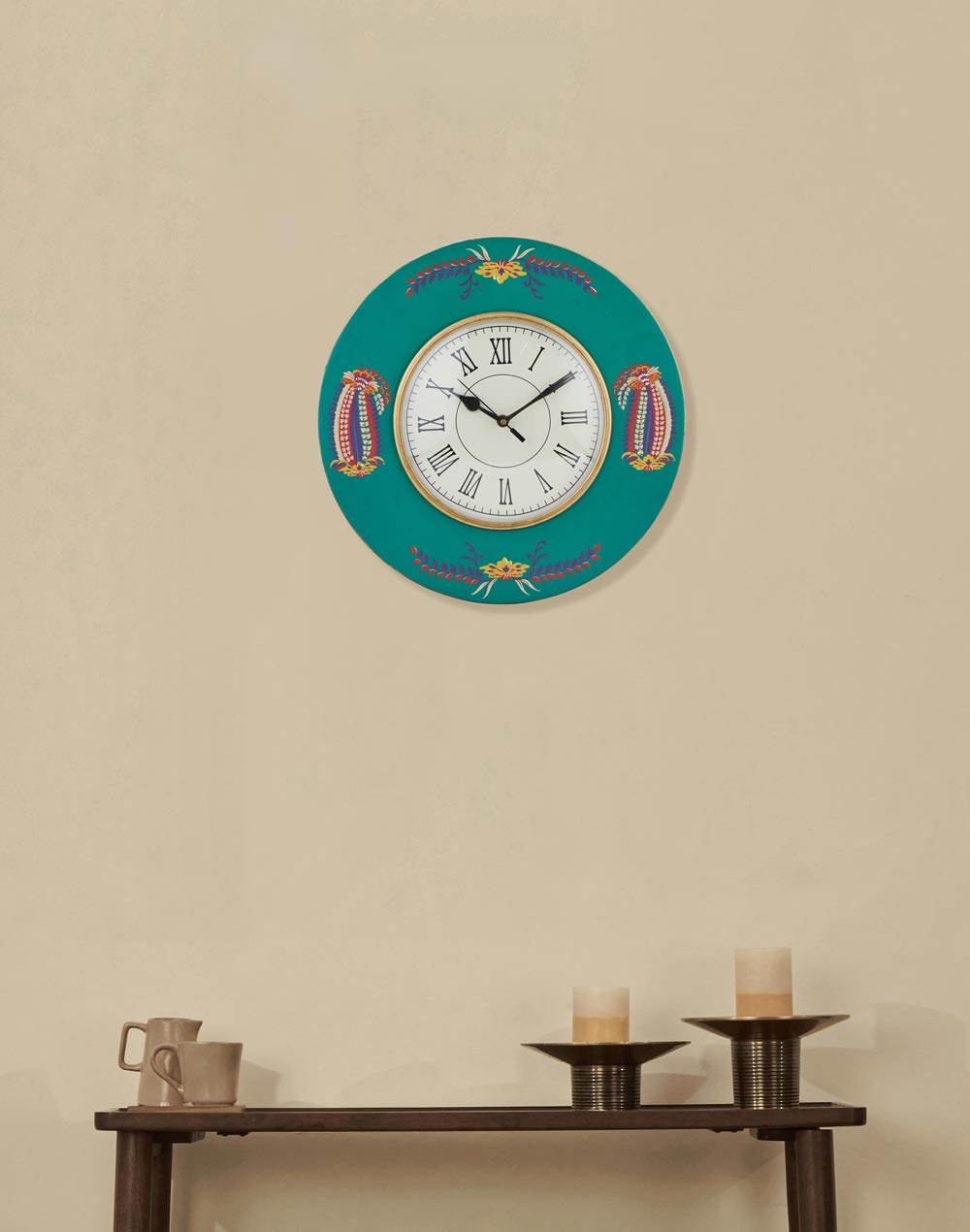 Wooden Painted Zahra Wall Clock