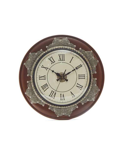 Silver Avadhi Inlay Wood Wall Clock Silver Avadhi Inlay Wood Wall Clock