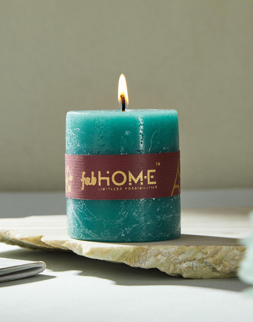 Teal Pillar Candle White Lilly Fragrance 2x2