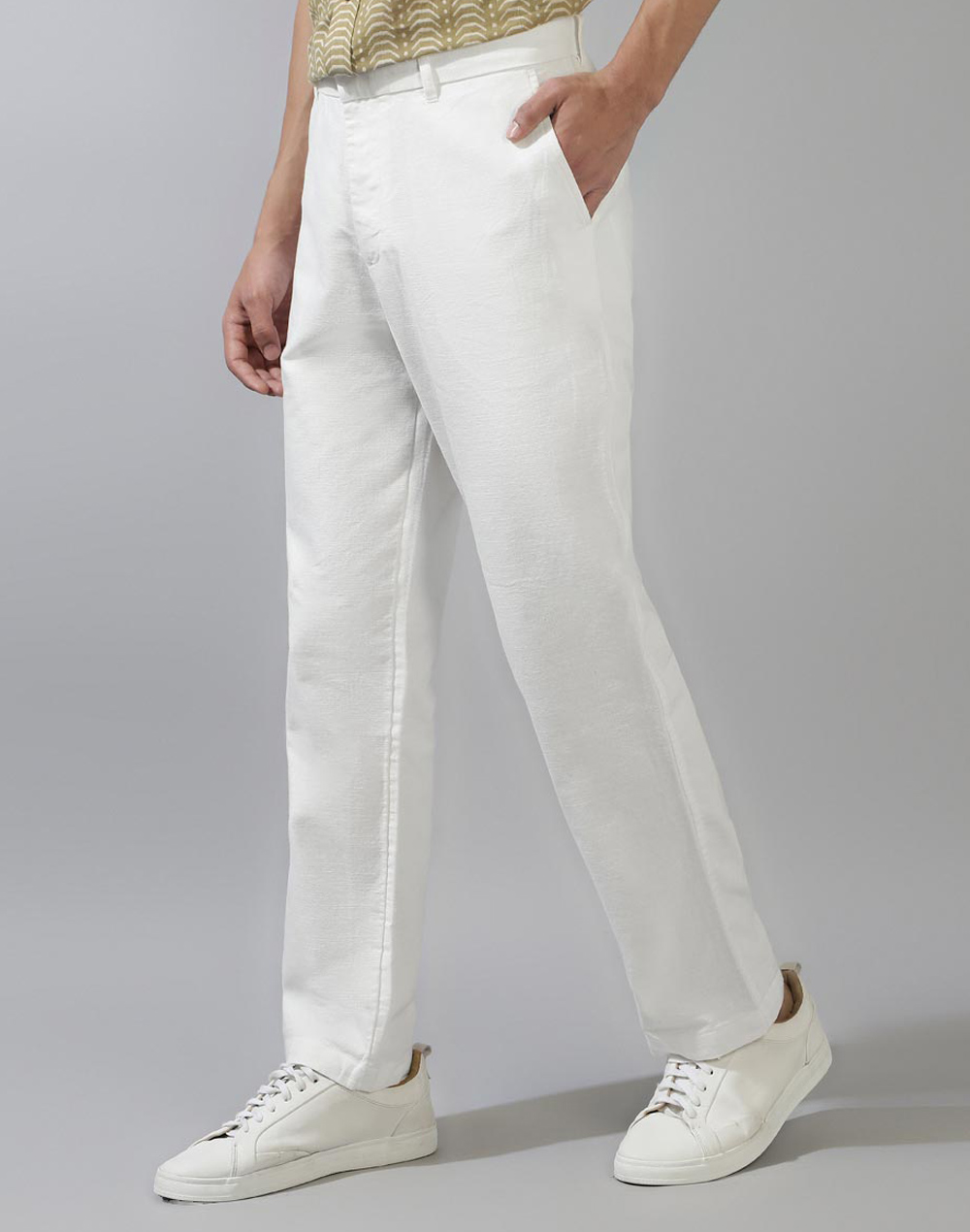 White Cotton Full Length Regular Pant White Cotton Full Length Regular Pant