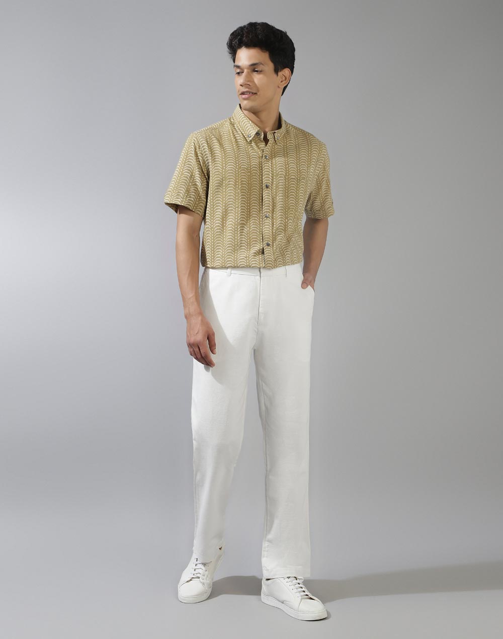 White Cotton Full Length Regular Pant White Cotton Full Length Regular Pant
