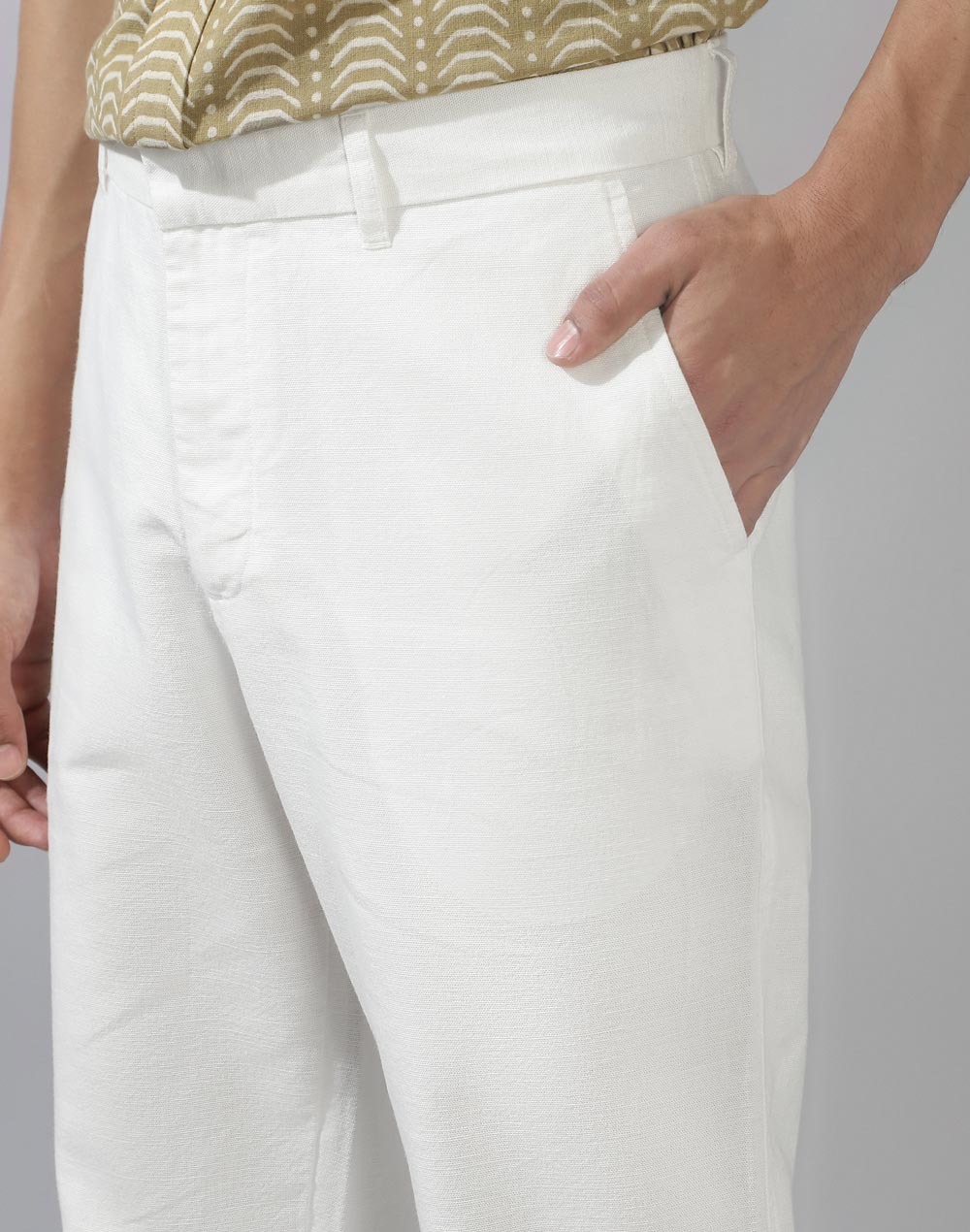 White Cotton Full Length Regular Pant White Cotton Full Length Regular Pant