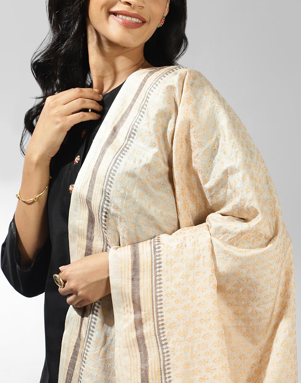 Natural Silk Hand Block Printed Dupatta Natural Silk Hand Block Printed Dupatta