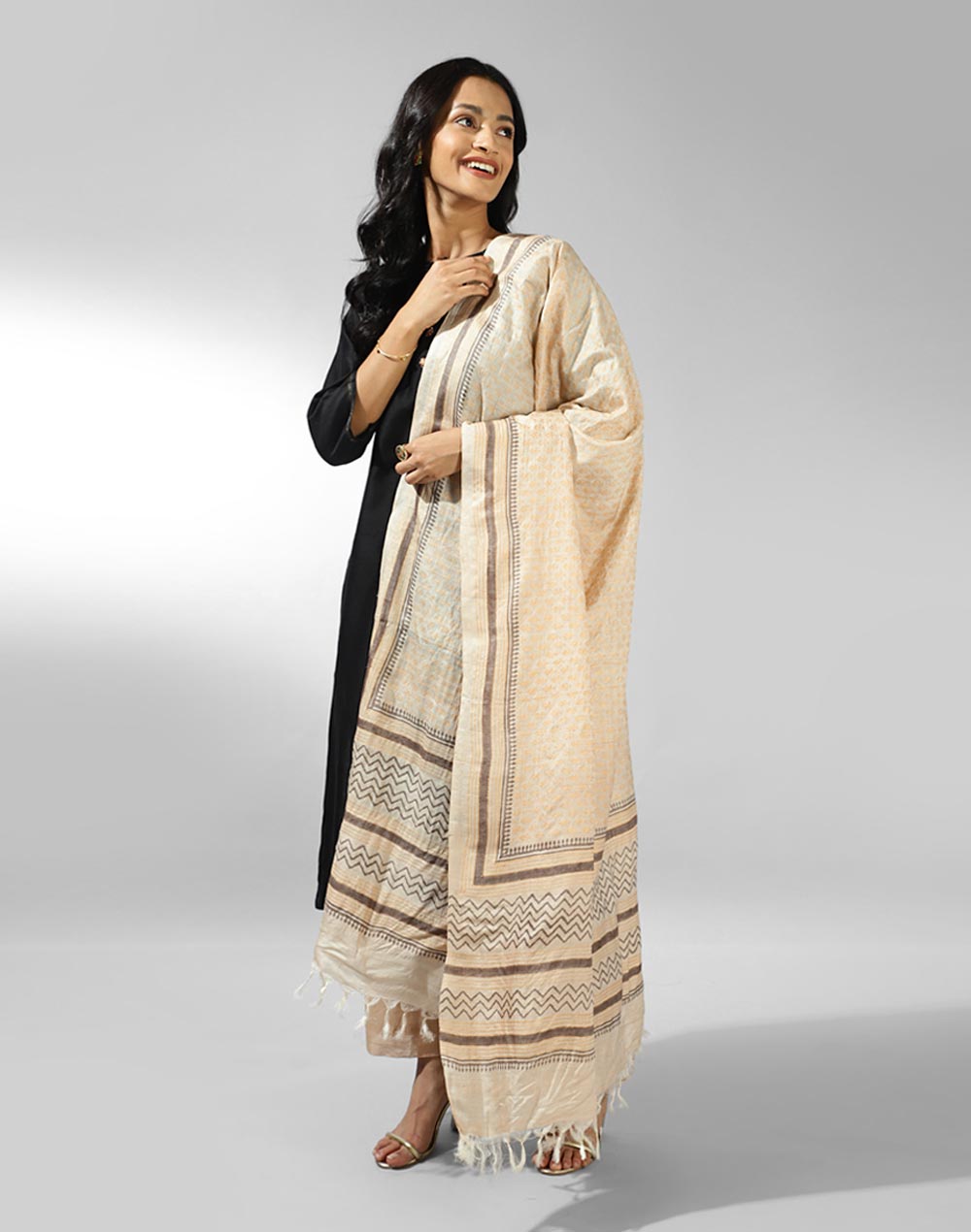 Natural Silk Hand Block Printed Dupatta Natural Silk Hand Block Printed Dupatta