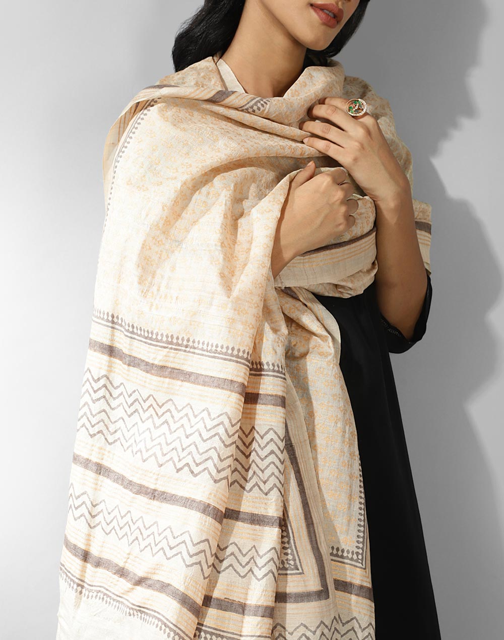 Natural Silk Hand Block Printed Dupatta Natural Silk Hand Block Printed Dupatta