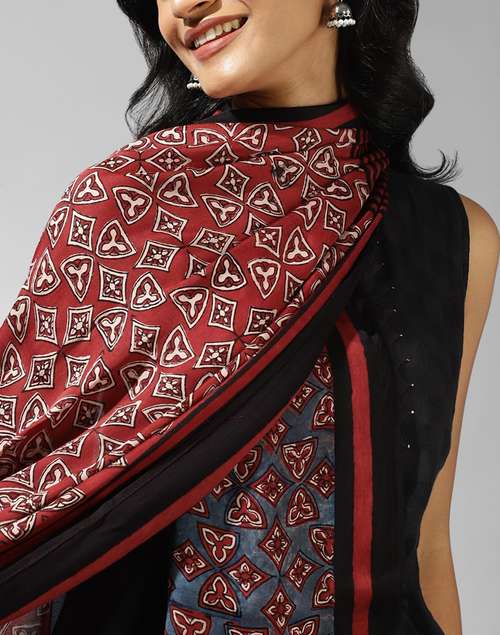 Maroon Modal Ajrakh Stole Maroon Modal Ajrakh Stole