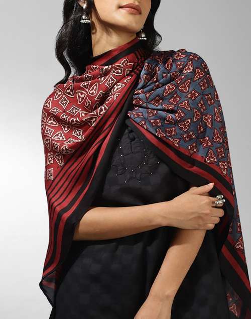 Maroon Modal Ajrakh Stole Maroon Modal Ajrakh Stole