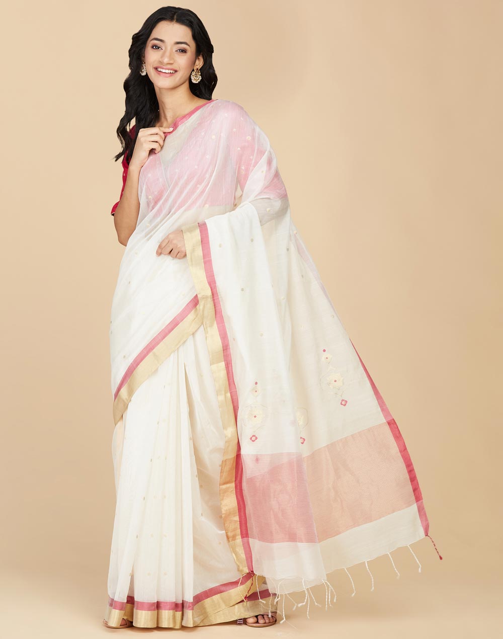 Natural Cotton Silk Chanderi Sari Natural Cotton Silk Chanderi Sari