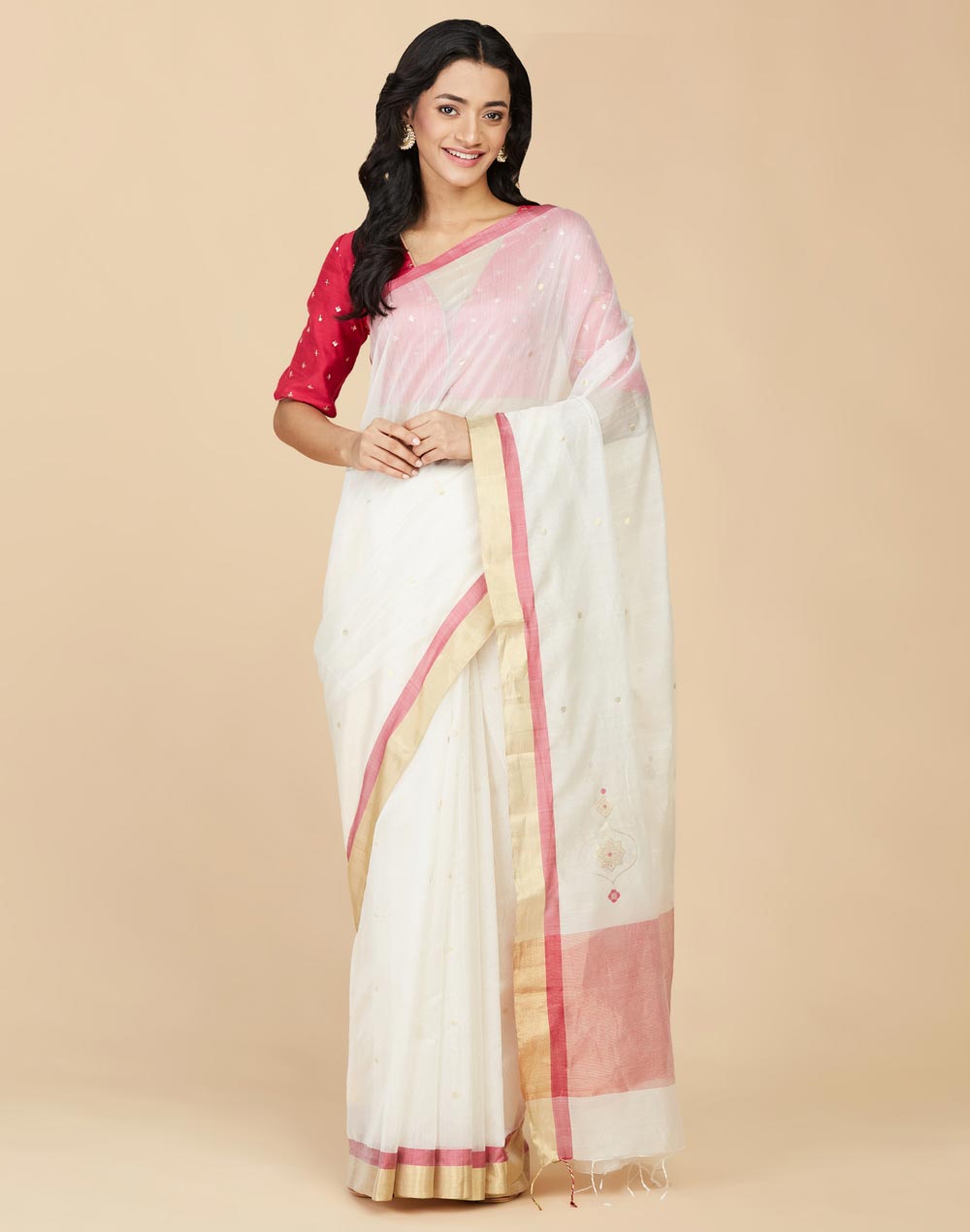 Natural Cotton Silk Chanderi Sari Natural Cotton Silk Chanderi Sari