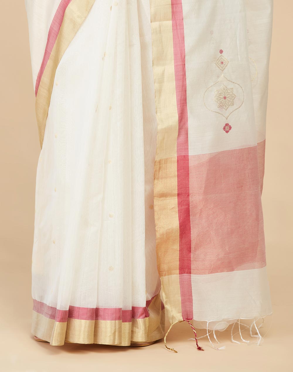 Natural Cotton Silk Chanderi Sari Natural Cotton Silk Chanderi Sari